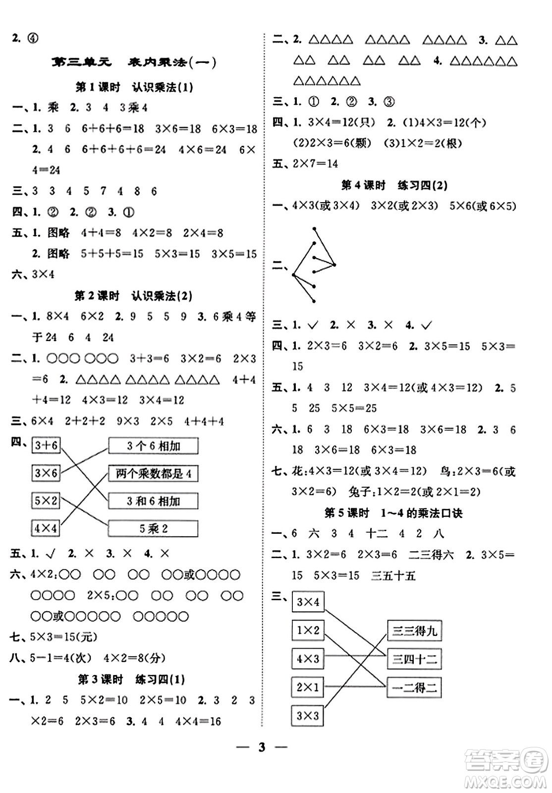 江蘇鳳凰美術(shù)出版社2023年秋隨堂練1+2二年級數(shù)學(xué)上冊江蘇版答案