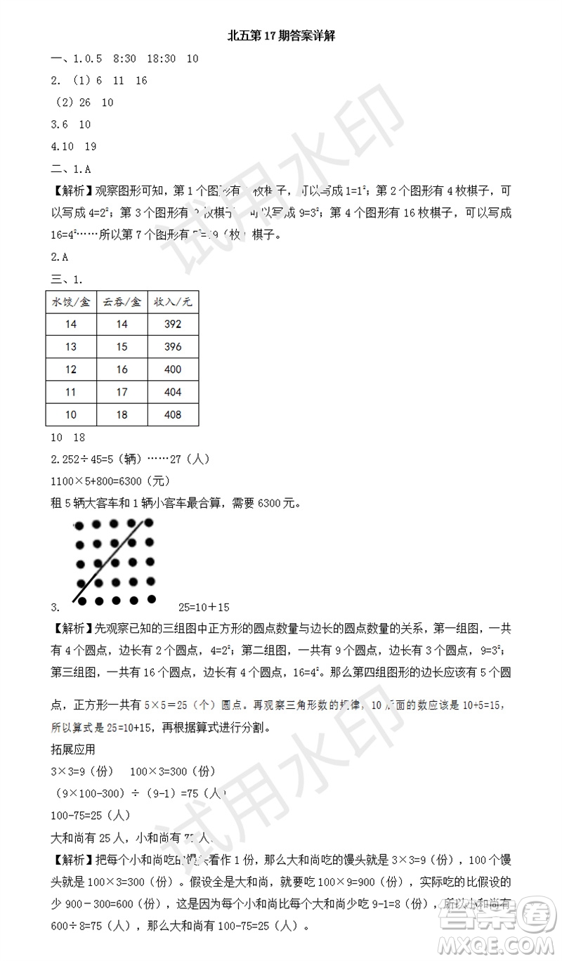 2023年秋學(xué)習(xí)方法報小學(xué)數(shù)學(xué)五年級上冊第17-20期北師大版參考答案