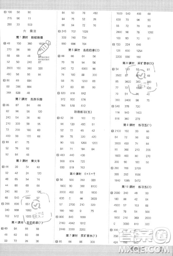 江西教育出版社2023年秋季陽光同學(xué)計(jì)算小達(dá)人三年級(jí)數(shù)學(xué)上冊(cè)北師大版答案?