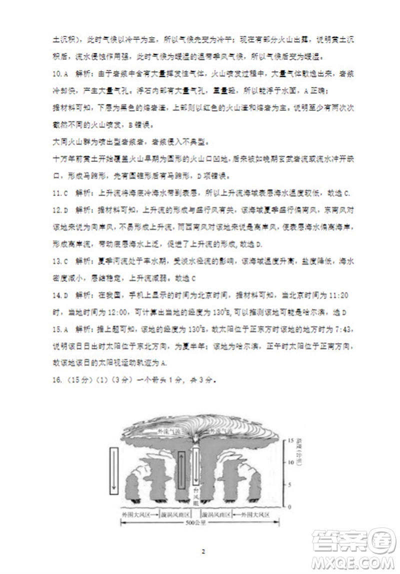2024屆山東省高三年級適應(yīng)性聯(lián)考一地理試題答案