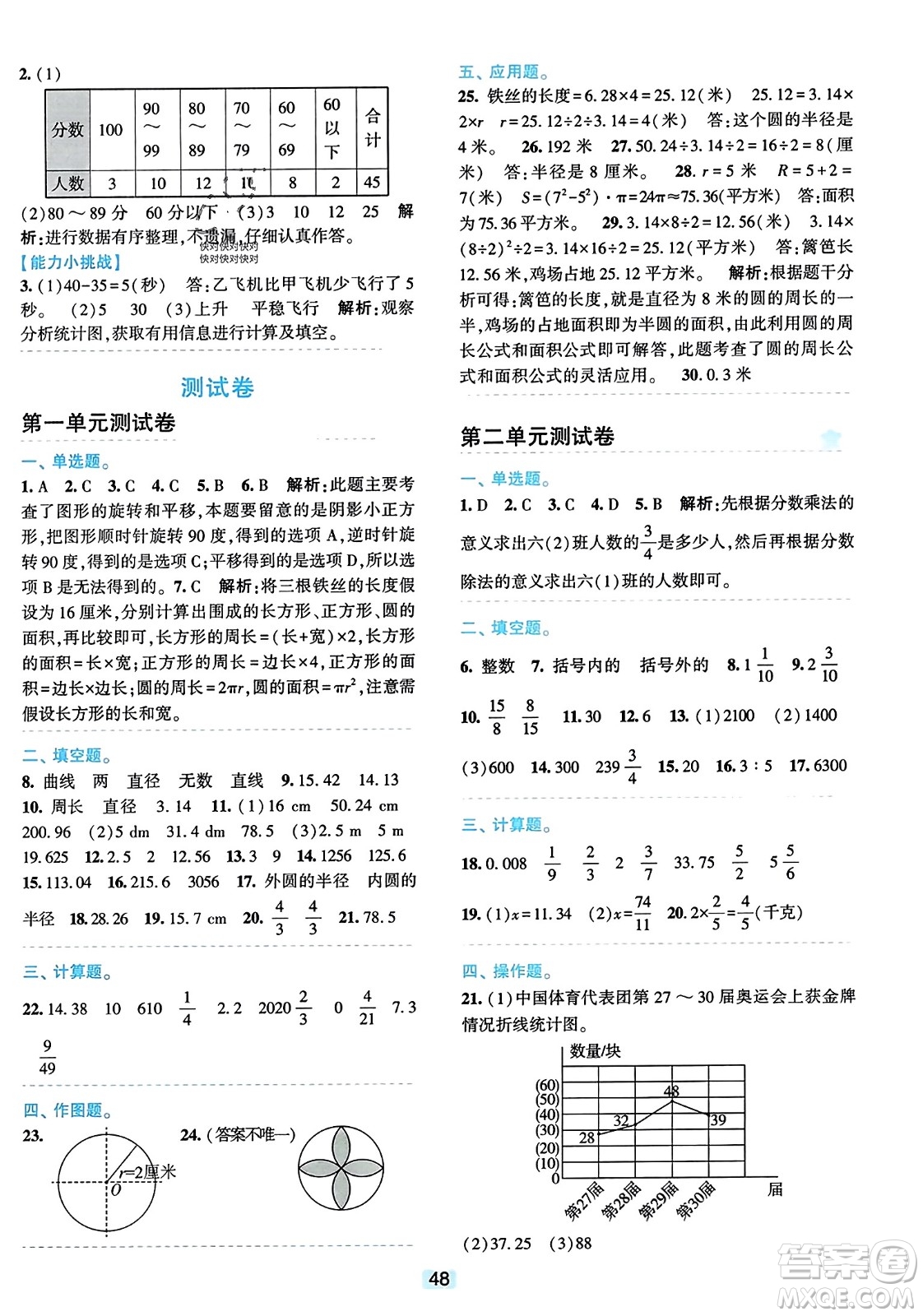 浙江教育出版社2023年秋精準(zhǔn)學(xué)與練六年級(jí)數(shù)學(xué)上冊(cè)北師大版答案