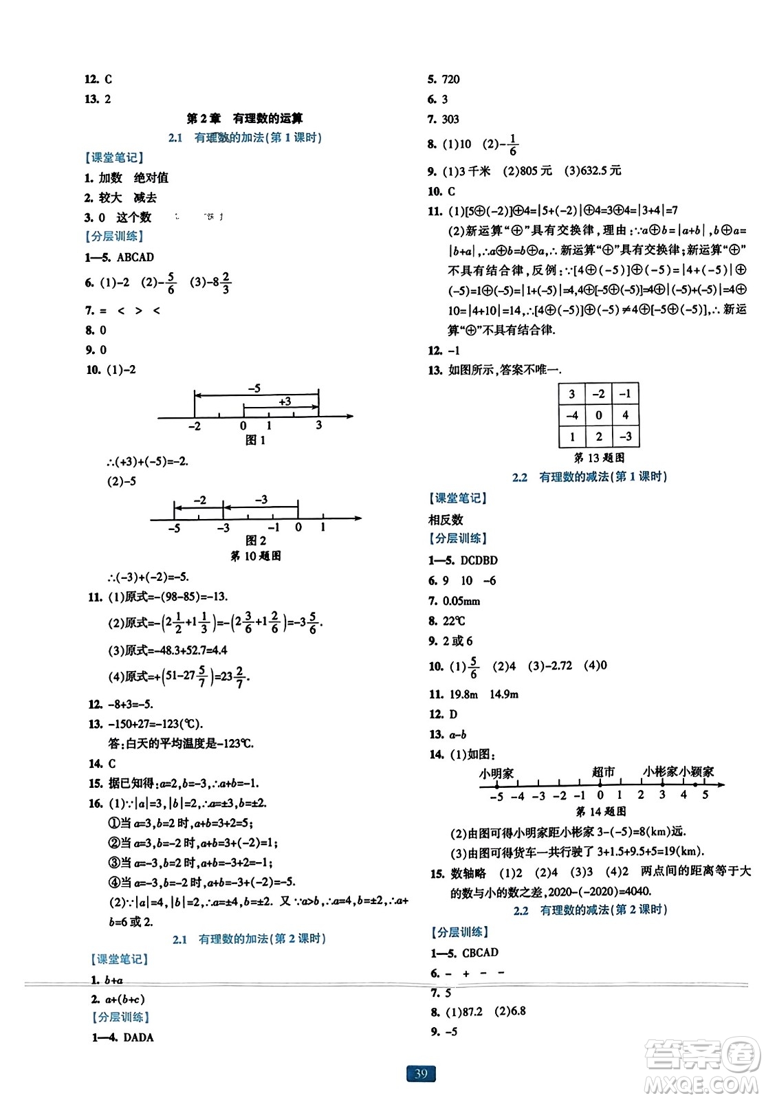 浙江教育出版社2023年秋精準學與練七年級數(shù)學上冊浙教版答案