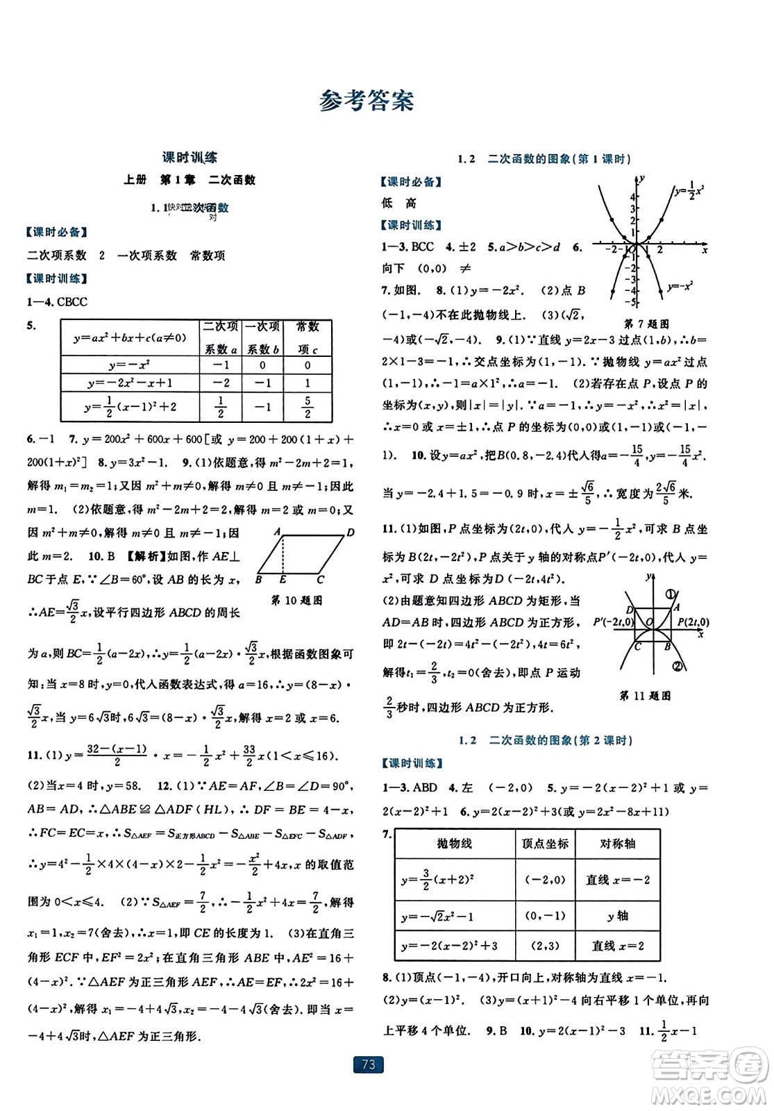 浙江教育出版社2023年秋精準(zhǔn)學(xué)與練九年級數(shù)學(xué)全一冊浙教版答案