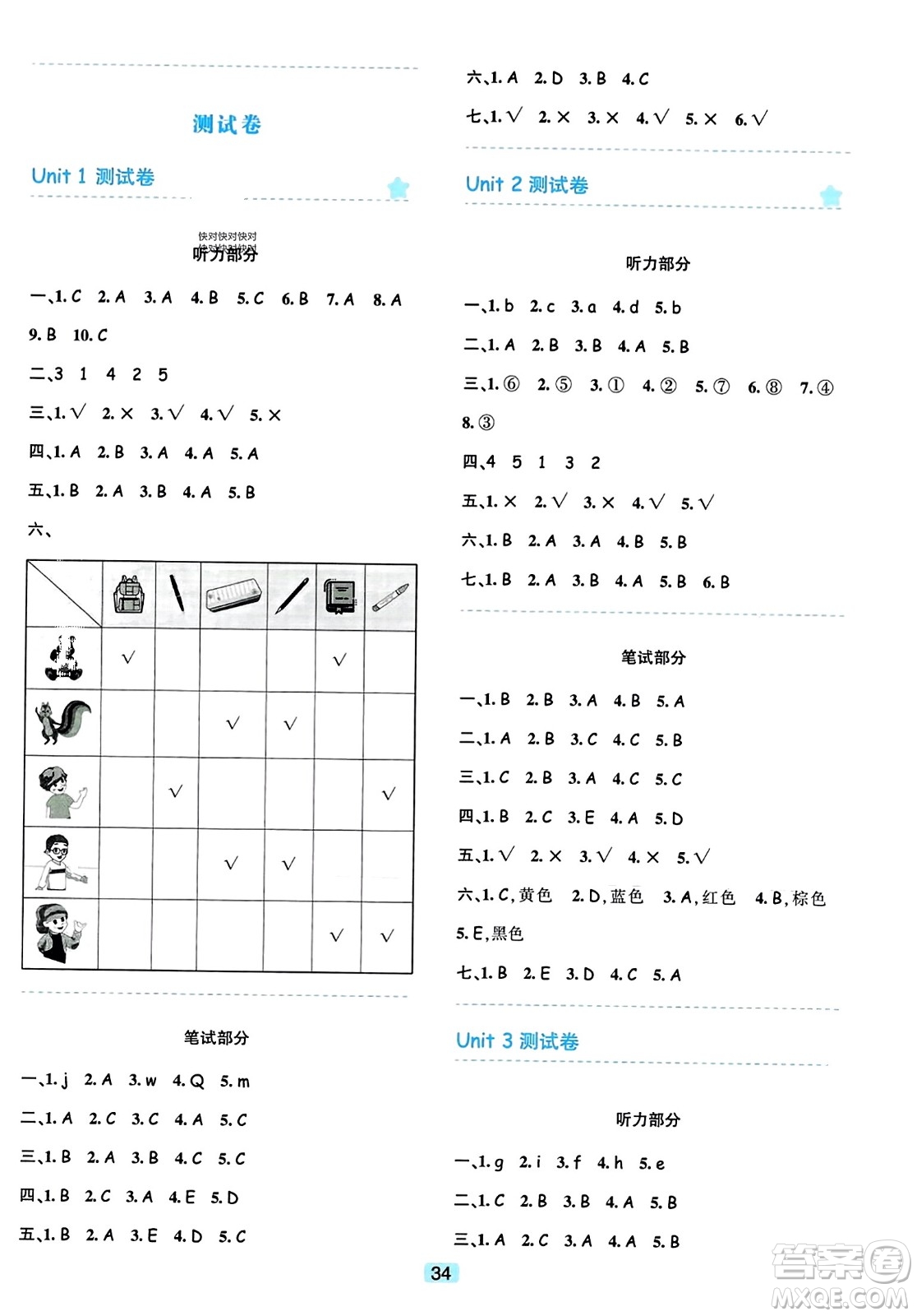 浙江教育出版社2023年秋精準(zhǔn)學(xué)與練三年級英語上冊人教版答案