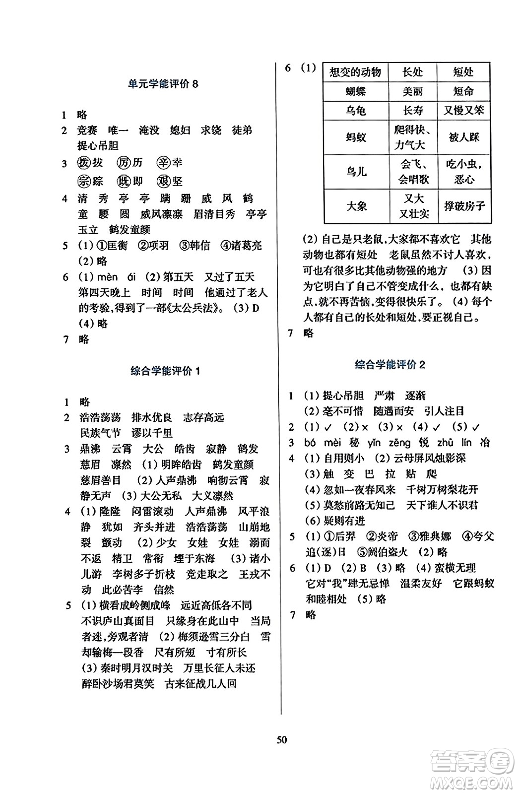 浙江教育出版社2023年秋學(xué)能評(píng)價(jià)四年級(jí)語文上冊(cè)人教版答案
