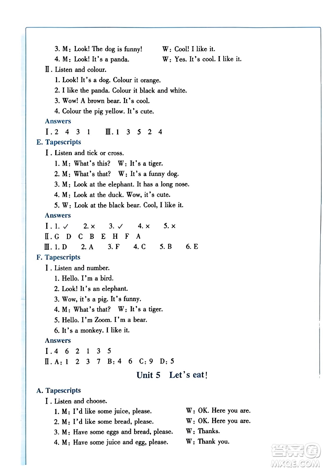浙江教育出版社2023年秋學(xué)能評價三年級英語上冊通用版答案