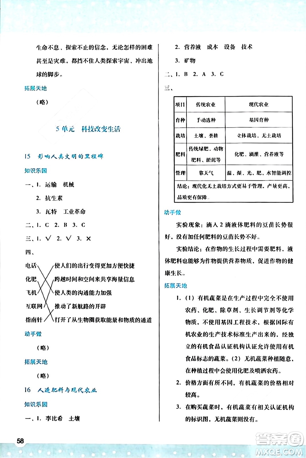 陜西人民教育出版社2023年秋學(xué)習(xí)與評(píng)價(jià)六年級(jí)科學(xué)上冊(cè)蘇教版答案