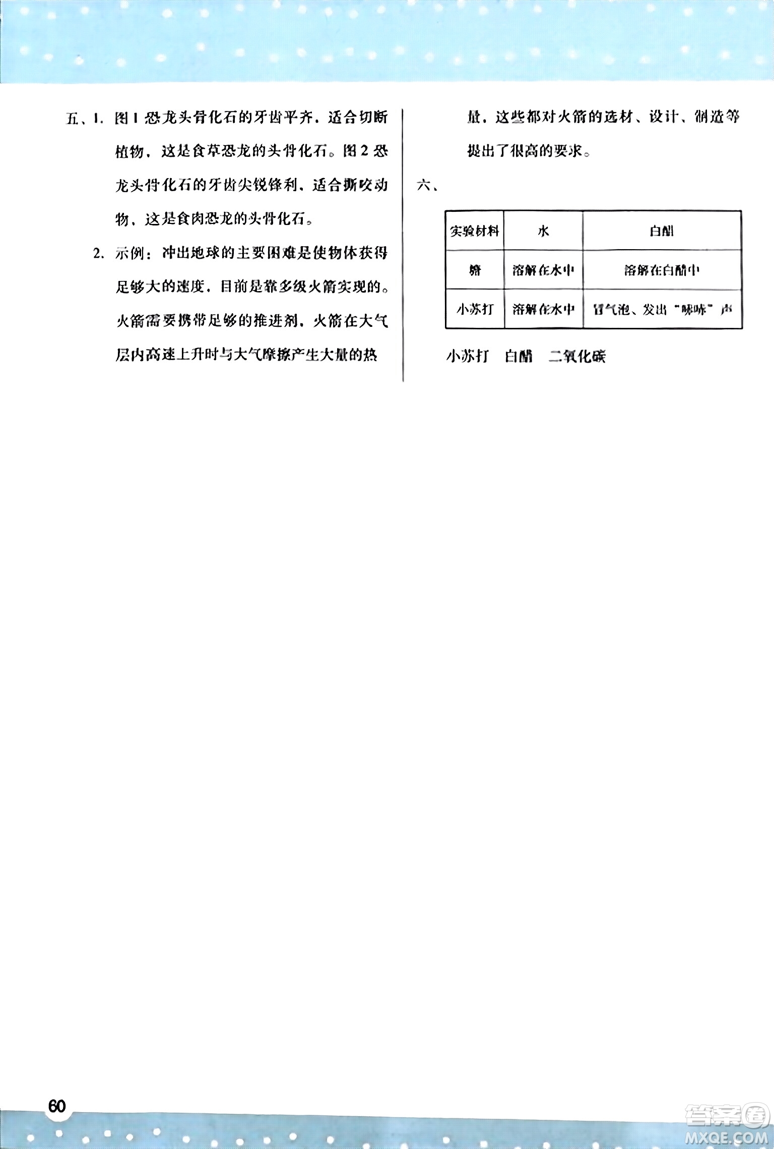 陜西人民教育出版社2023年秋學(xué)習(xí)與評(píng)價(jià)六年級(jí)科學(xué)上冊(cè)蘇教版答案