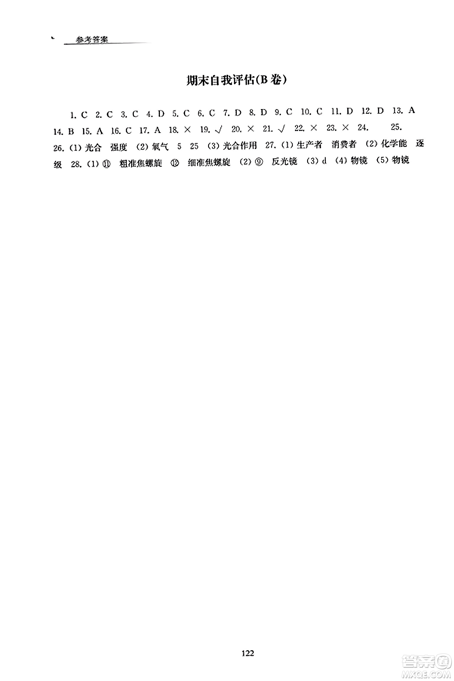 江蘇鳳凰教育出版社2023年秋學(xué)習(xí)與評(píng)價(jià)七年級(jí)生物上冊(cè)蘇科版答案