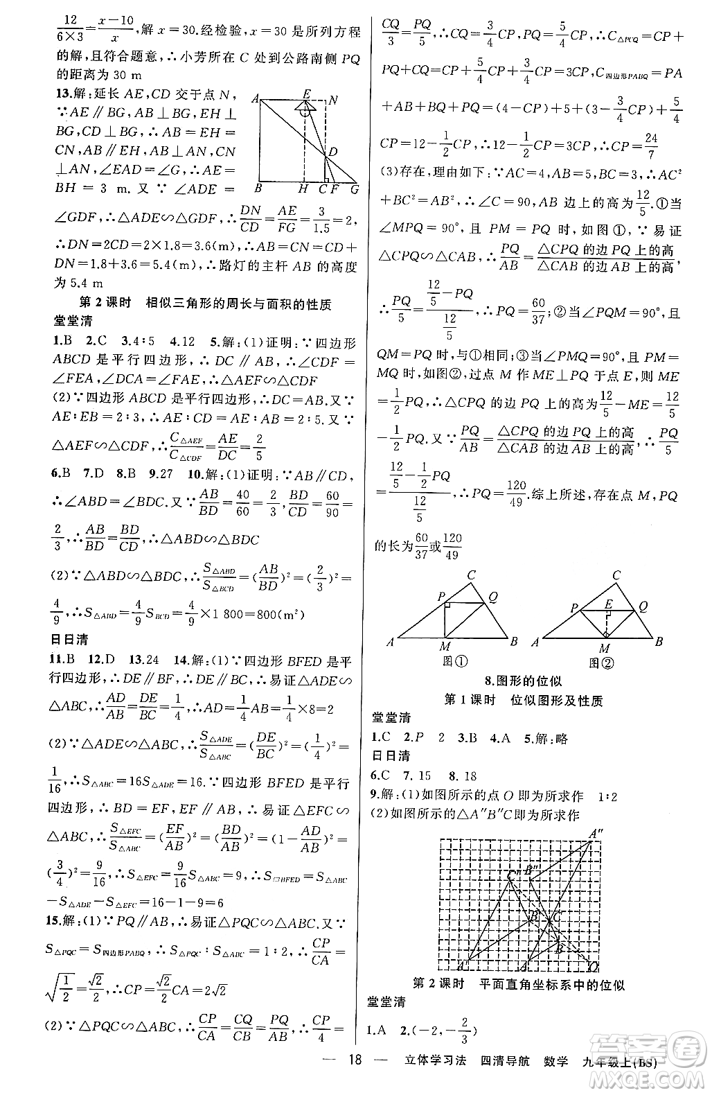 新疆青少年出版社2023年秋四清導(dǎo)航九年級數(shù)學(xué)上冊北師大版遼寧專班答案