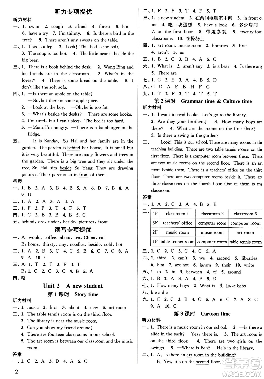 東南大學(xué)出版社2023年秋金3練五年級(jí)英語上冊(cè)江蘇版答案
