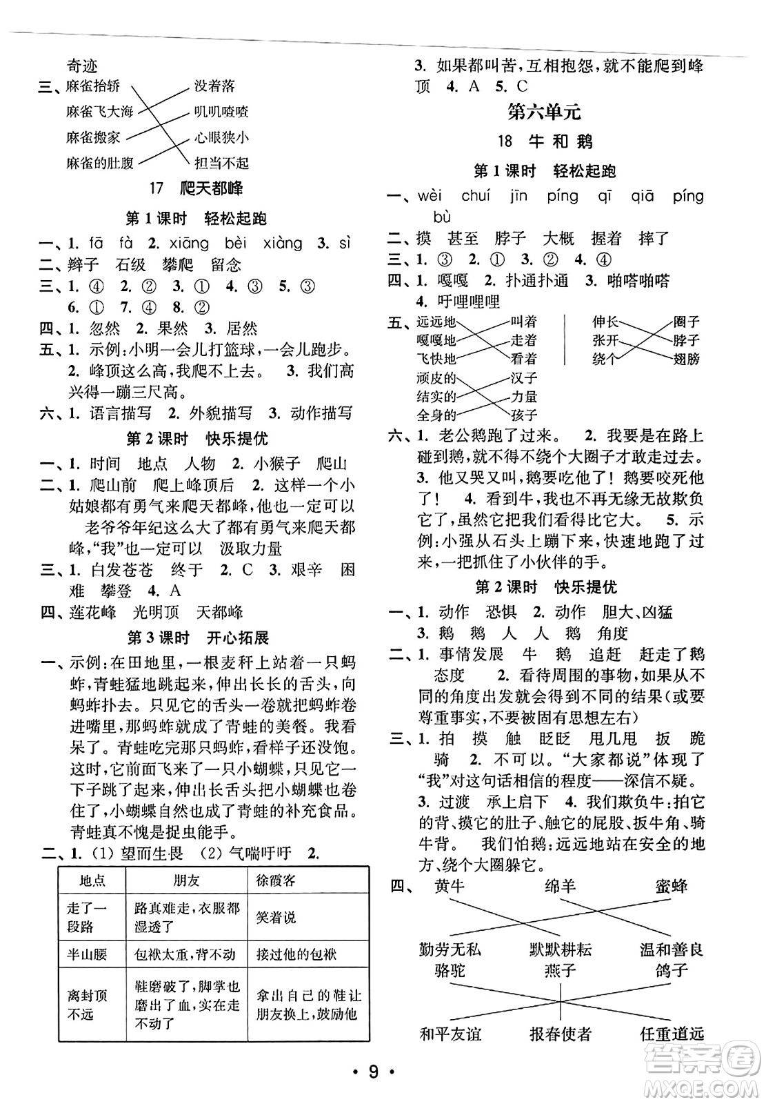 東南大學(xué)出版社2023年秋金3練四年級(jí)語文上冊(cè)全國版答案