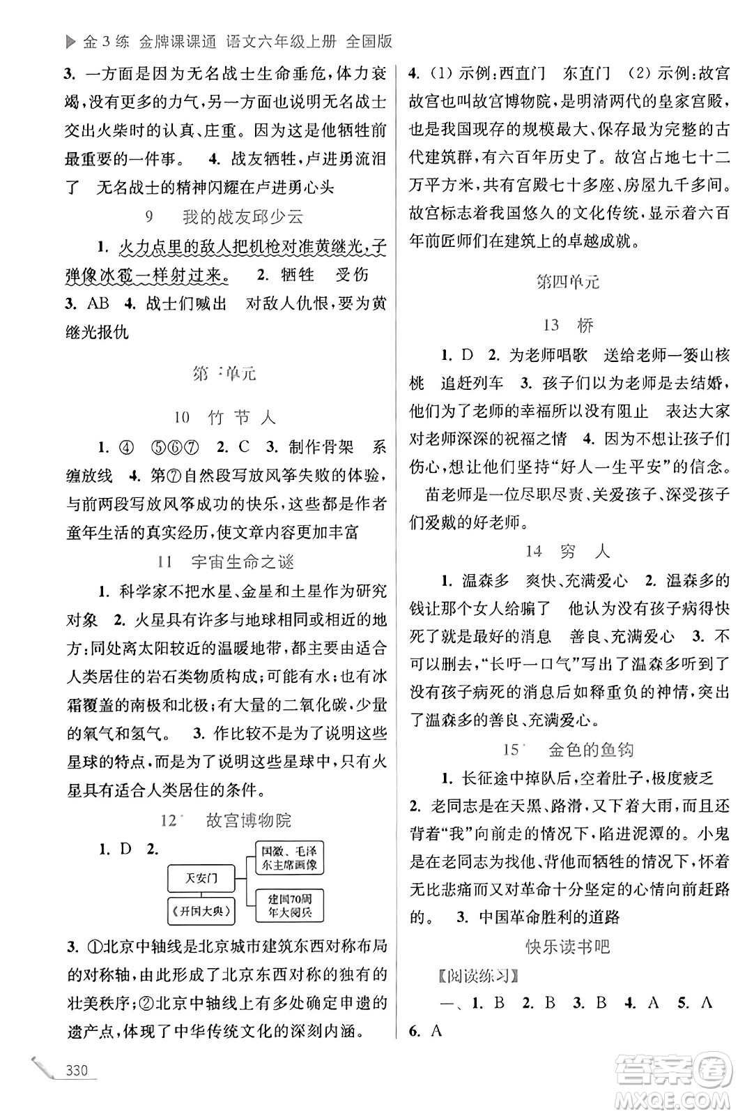 東南大學(xué)出版社2023年秋金3練金牌課課通六年級(jí)語文上冊(cè)全國(guó)版答案