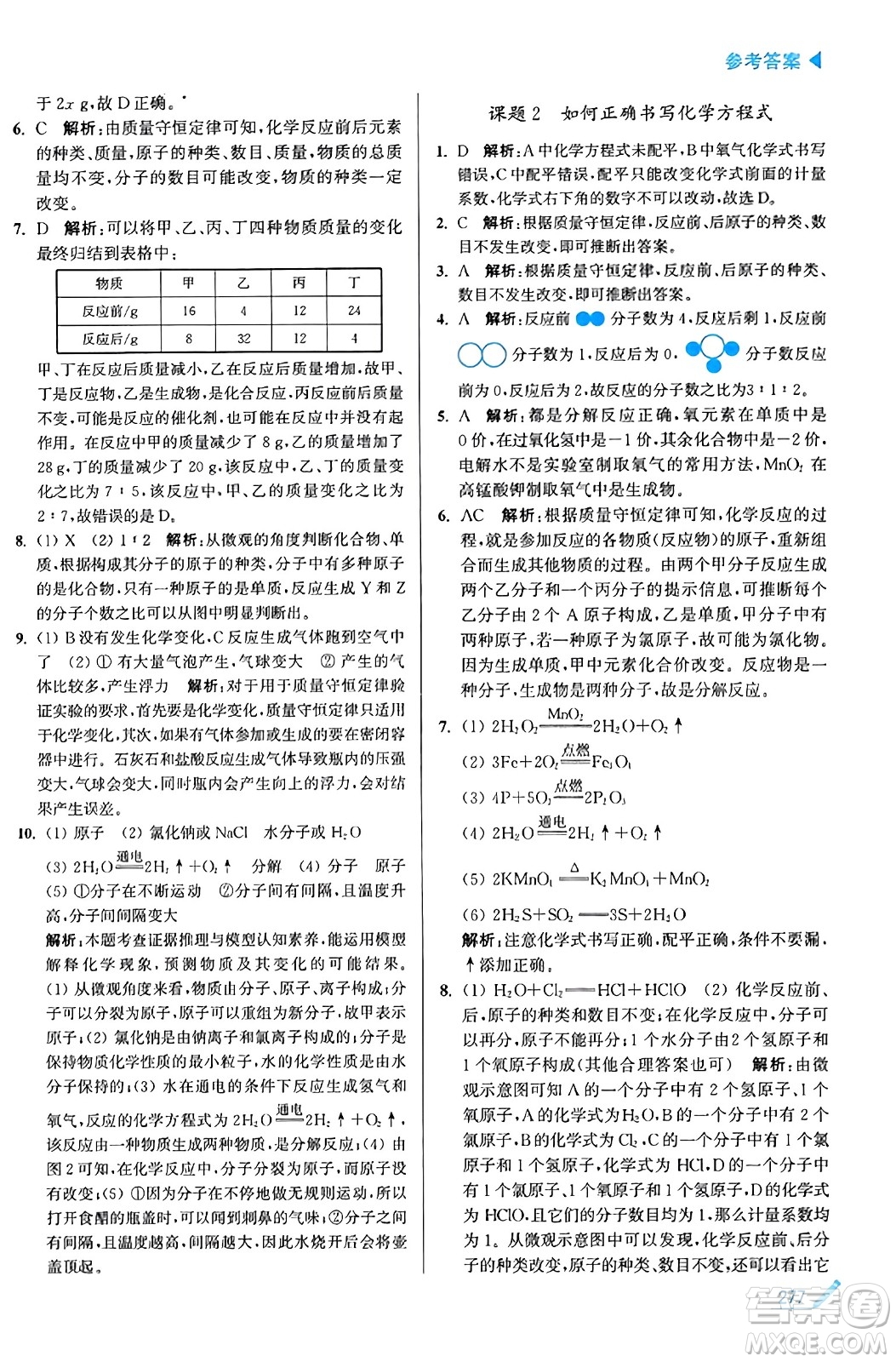 東南大學(xué)出版社2023年秋金3練金牌課課通九年級(jí)化學(xué)上冊(cè)全國(guó)版答案