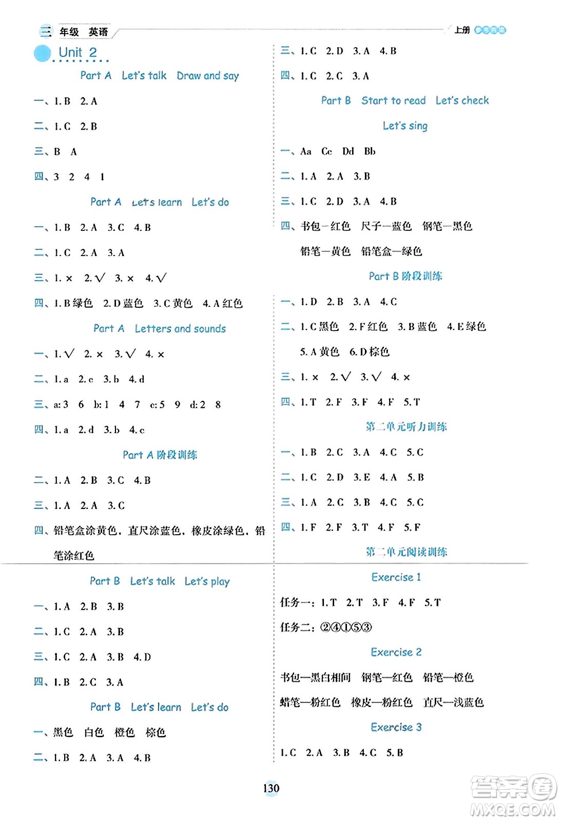 延邊人民出版社2023年秋優(yōu)秀生作業(yè)本三年級(jí)英語上冊(cè)人教PEP版答案