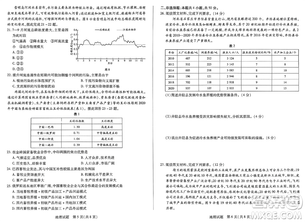 河南省天一大聯(lián)考2023-2024學(xué)年高三上學(xué)期11月階段性測(cè)試三地理試題答案