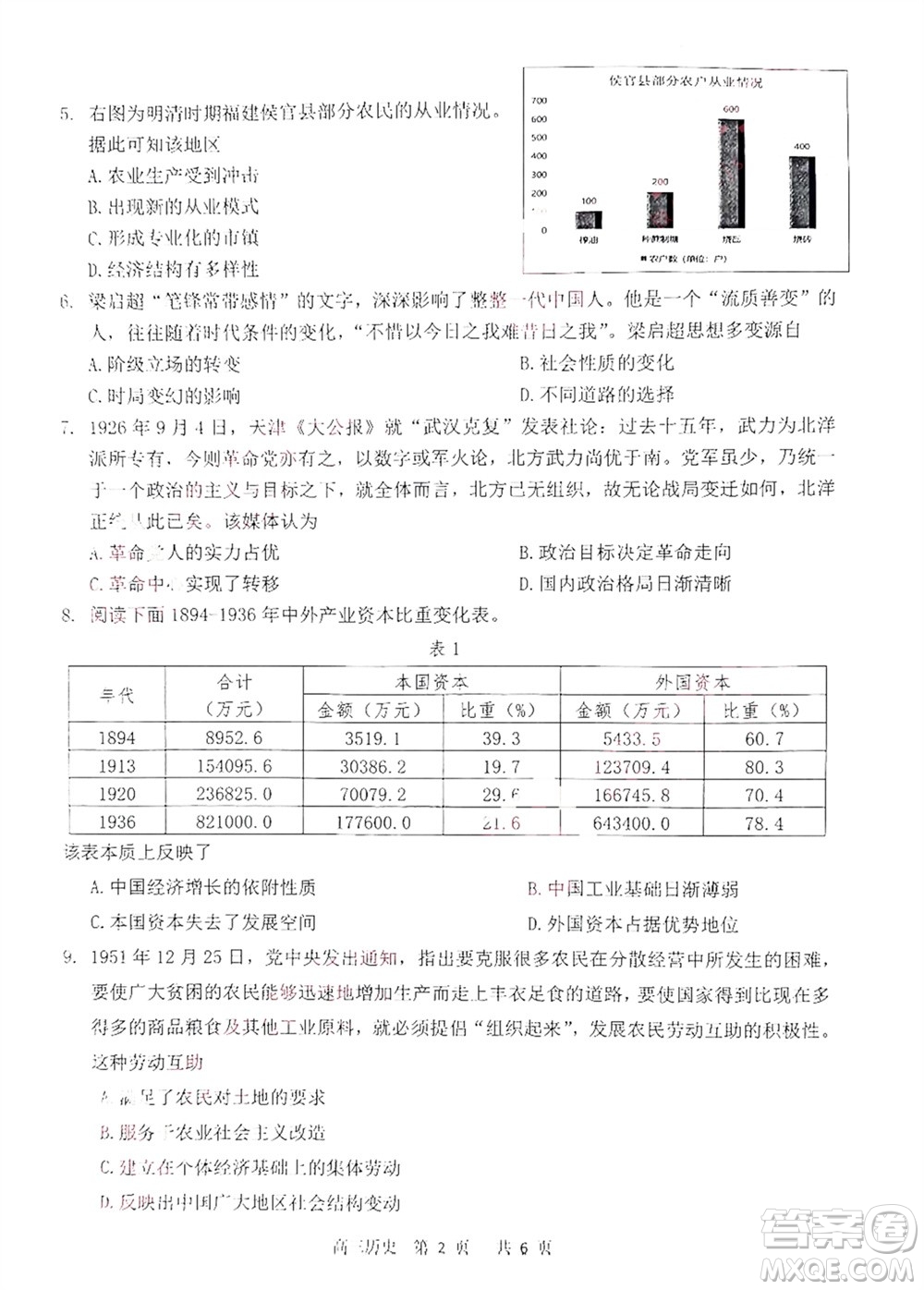 揚(yáng)州市2023-2024學(xué)年高三上學(xué)期期中檢測試題歷史答案