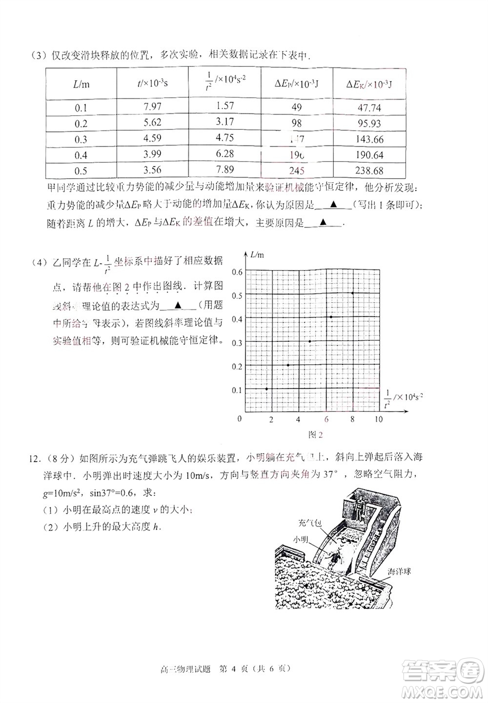 揚州市2023-2024學年高三上學期期中檢測試題物理答案