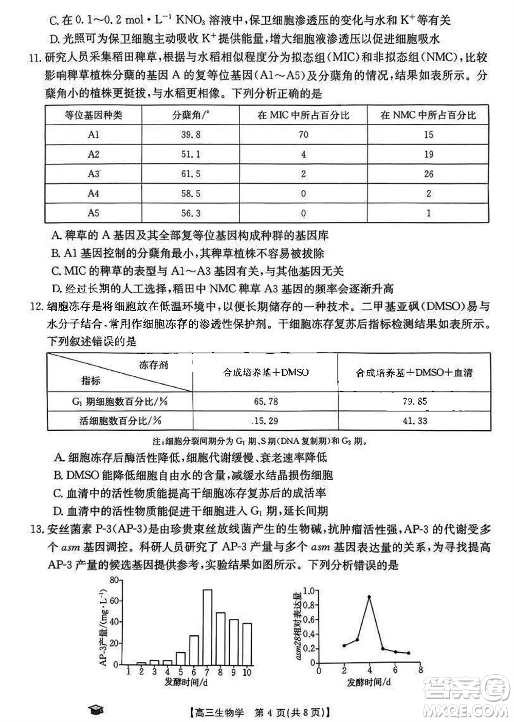 2024屆福建金太陽高三上學(xué)期11月16號聯(lián)考生物參考答案