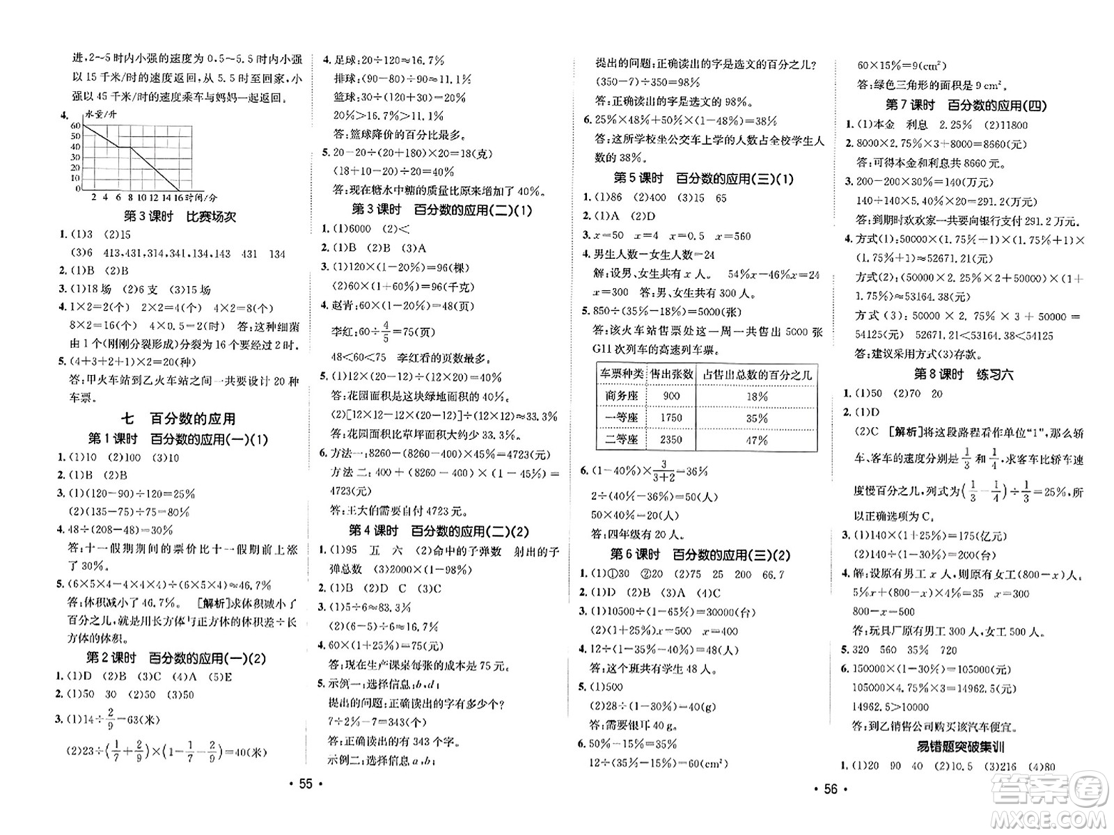新疆青少年出版社2023年秋同行課課100分過關作業(yè)六年級數(shù)學上冊北師大版答案
