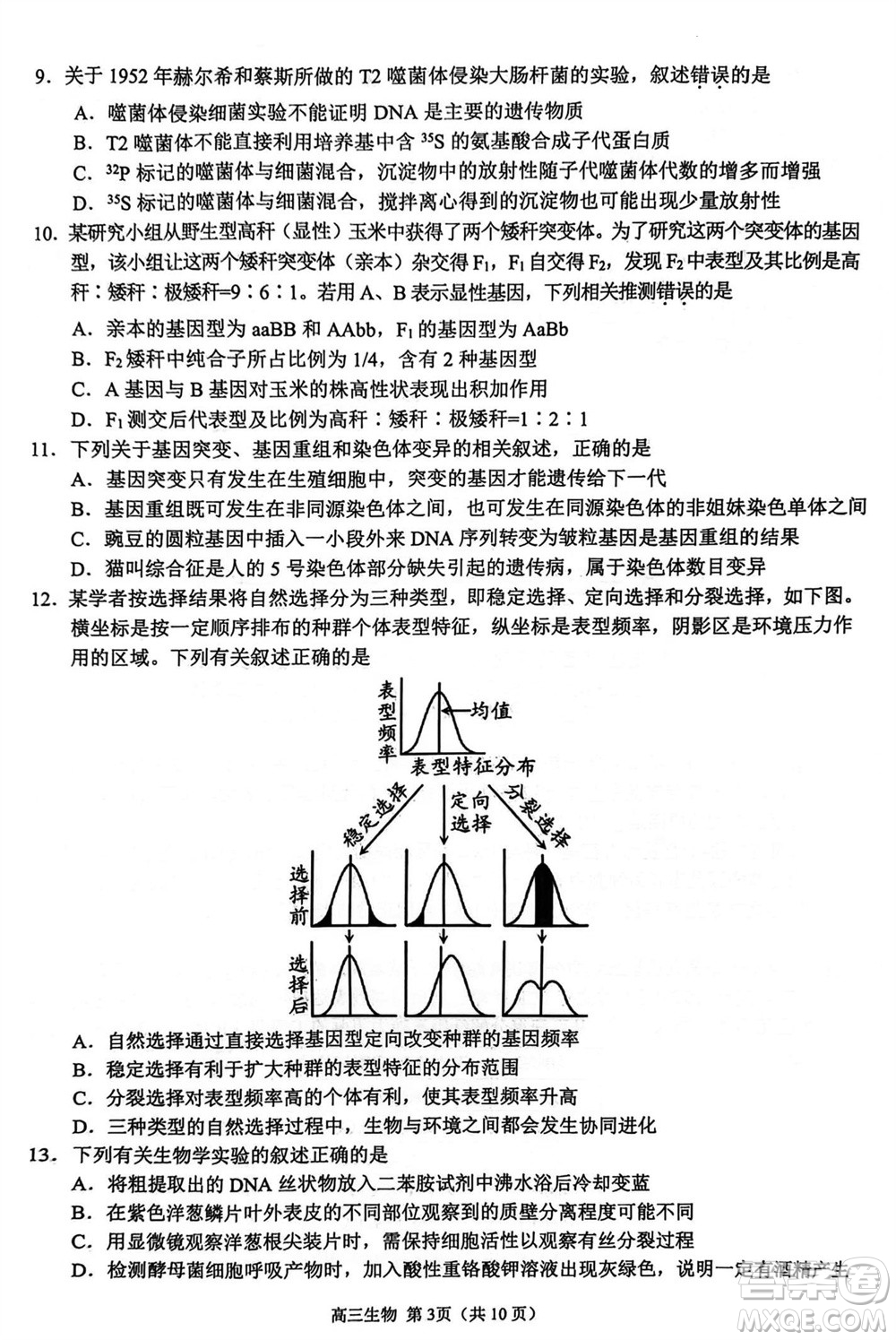 揚(yáng)州市2023-2024學(xué)年高三上學(xué)期期中檢測(cè)試題生物答案