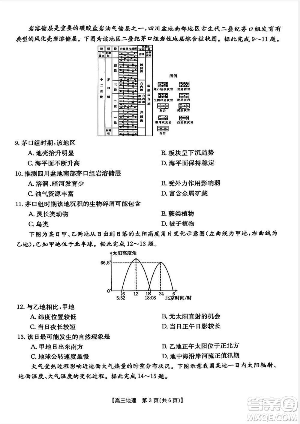 山西省2024屆高三上學期11月金太陽聯(lián)考地理試題答案