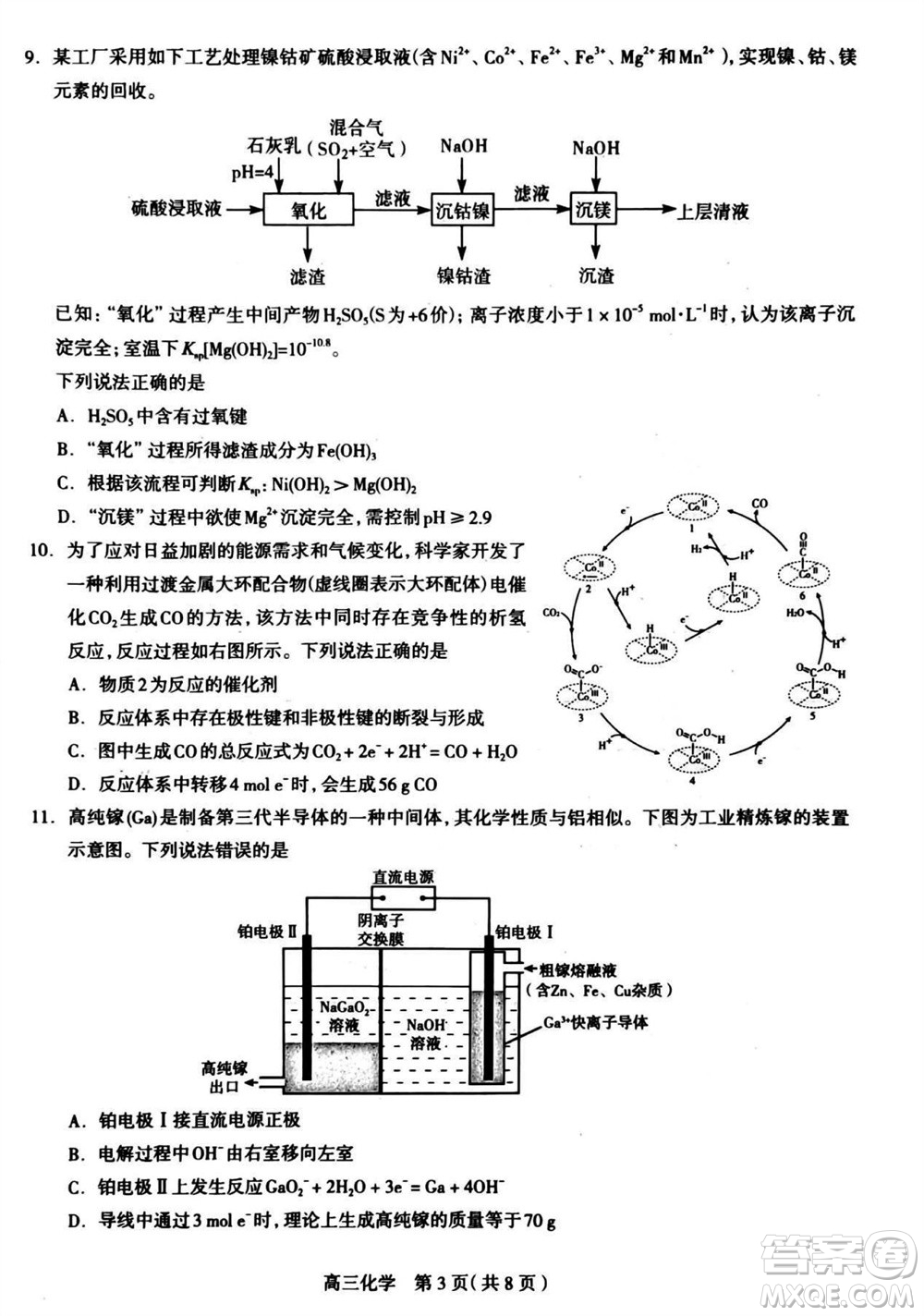 石家莊市2024屆高三上學(xué)期11月教學(xué)質(zhì)量摸底檢測化學(xué)答案