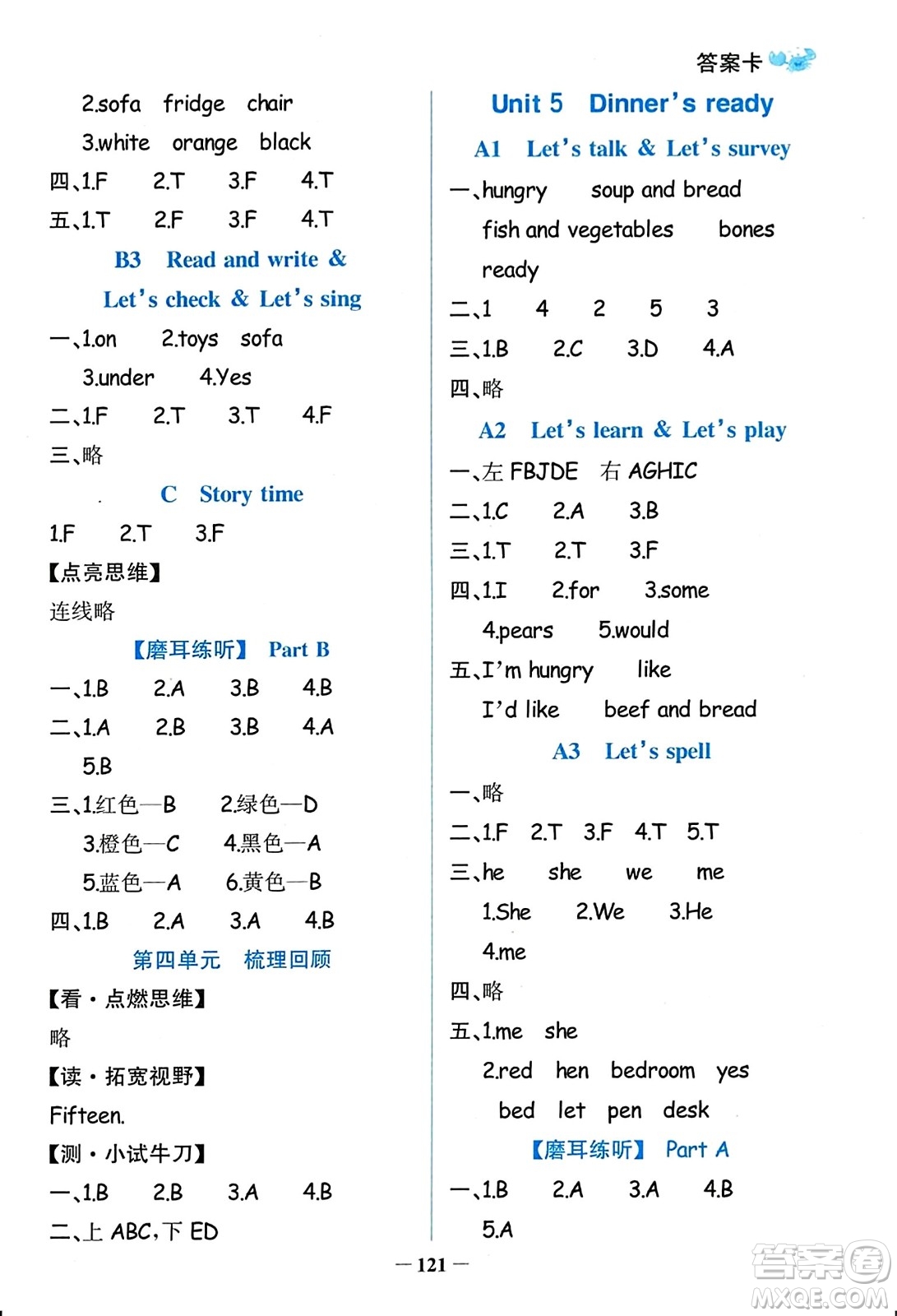 遼寧少年兒童出版社2023年秋世紀(jì)金榜金榜小博士四年級(jí)英語(yǔ)上冊(cè)通用版答案