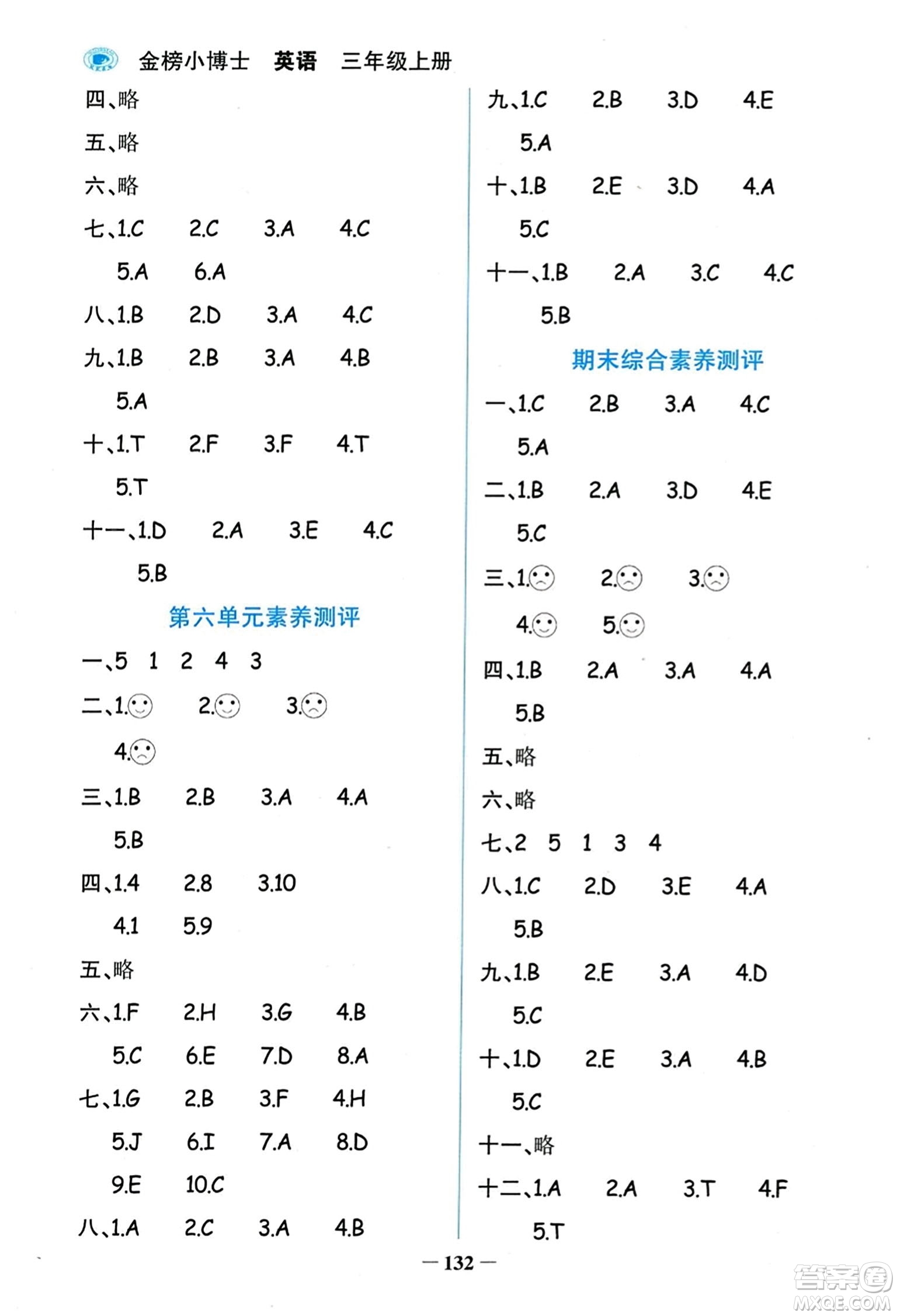 遼寧少年兒童出版社2023年秋世紀(jì)金榜金榜小博士三年級(jí)英語上冊(cè)通用版答案