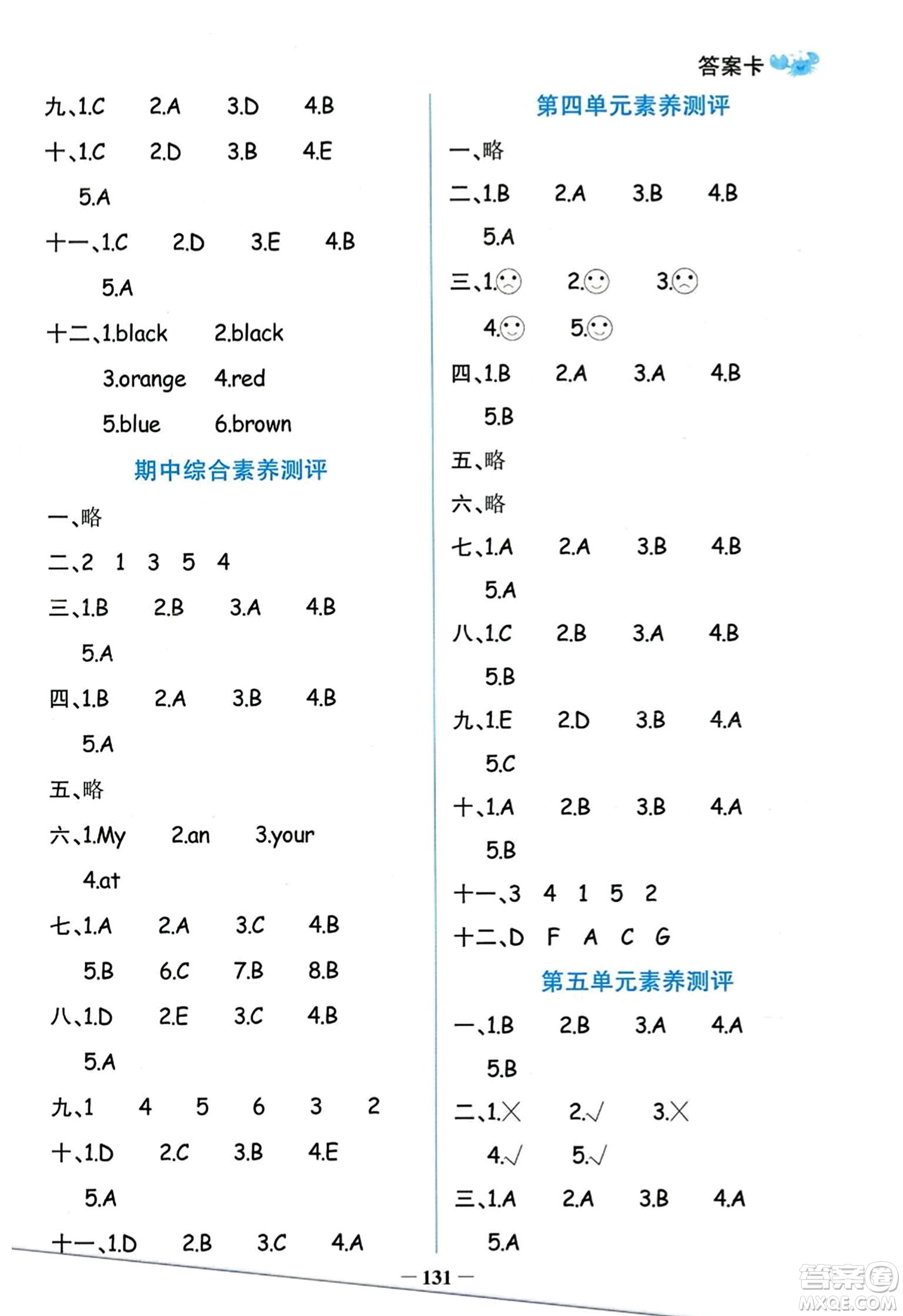 遼寧少年兒童出版社2023年秋世紀(jì)金榜金榜小博士三年級(jí)英語上冊(cè)通用版答案