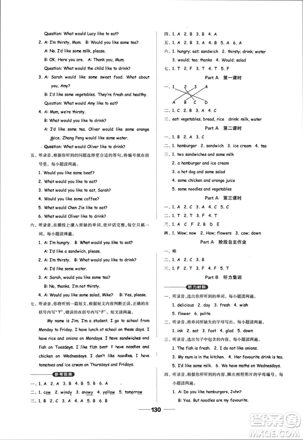 山東科學(xué)技術(shù)出版社2023年秋新思維伴你學(xué)五年級英語上冊人教版參考答案