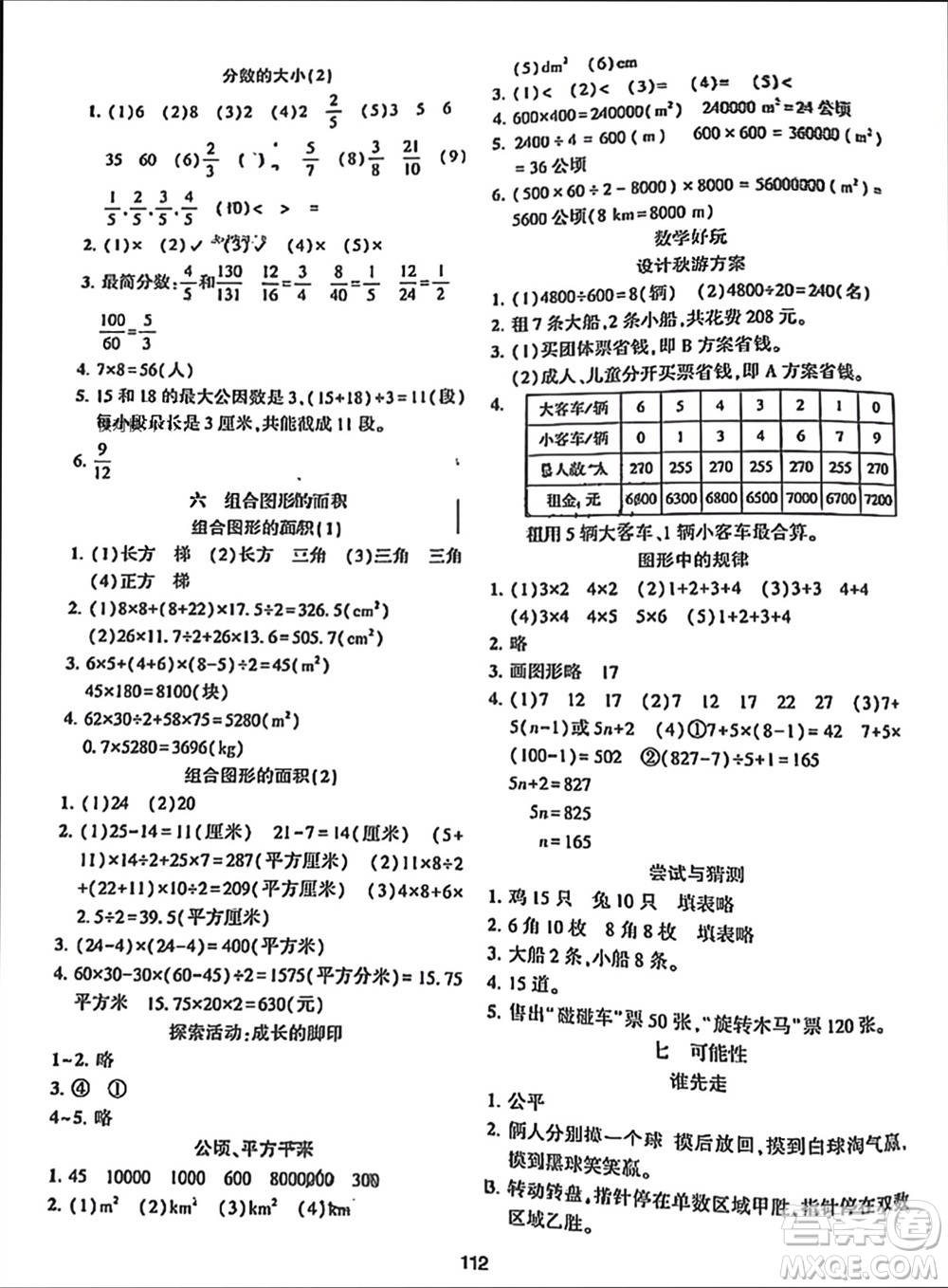 遼寧教育出版社2023年秋好課堂堂練五年級數(shù)學(xué)上冊北師大版參考答案