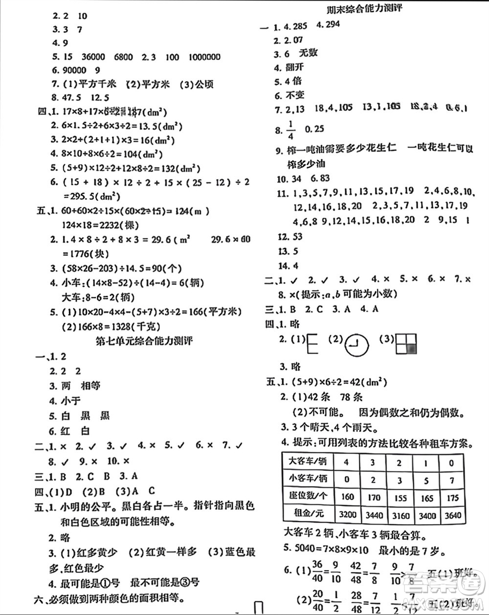 遼寧教育出版社2023年秋好課堂堂練五年級數(shù)學(xué)上冊北師大版參考答案