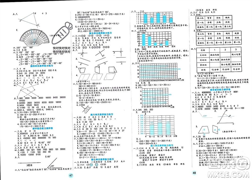 天津人民出版社2023年秋大白皮課堂練習(xí)四年級(jí)數(shù)學(xué)上冊人教版參考答案