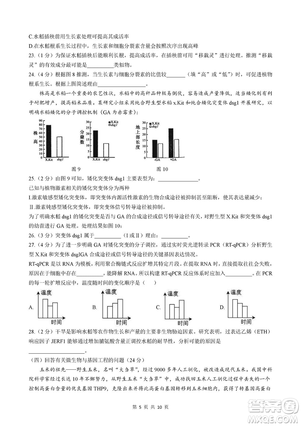 2024屆上海華二附中高三上學(xué)期11月期中考試生物參考答案