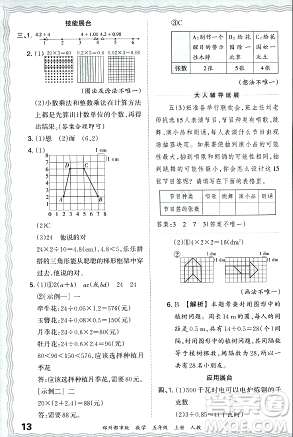 江西人民出版社2023年秋王朝霞期末真題精編五年級數(shù)學(xué)上冊人教版鄭州專版答案