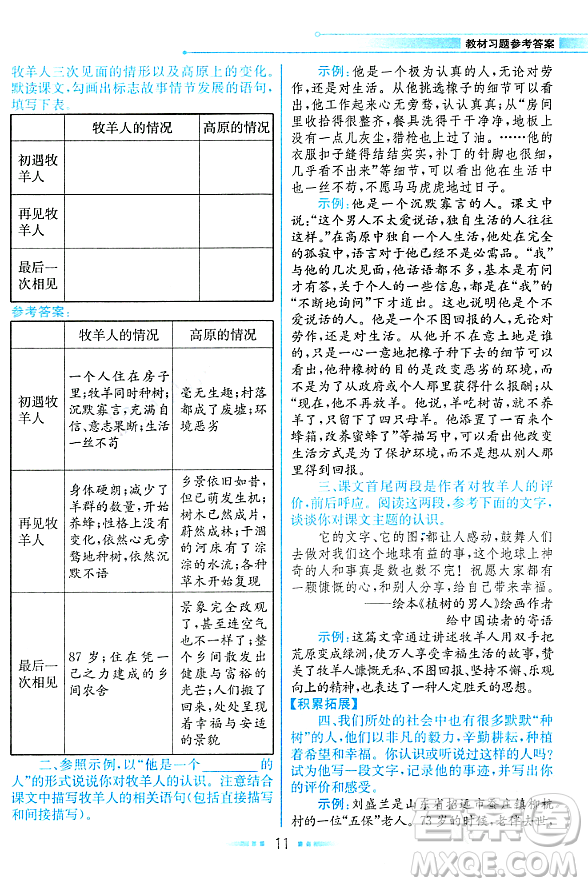 人民教育出版社2023年秋課本教材七年級(jí)語文上冊(cè)人教版答案