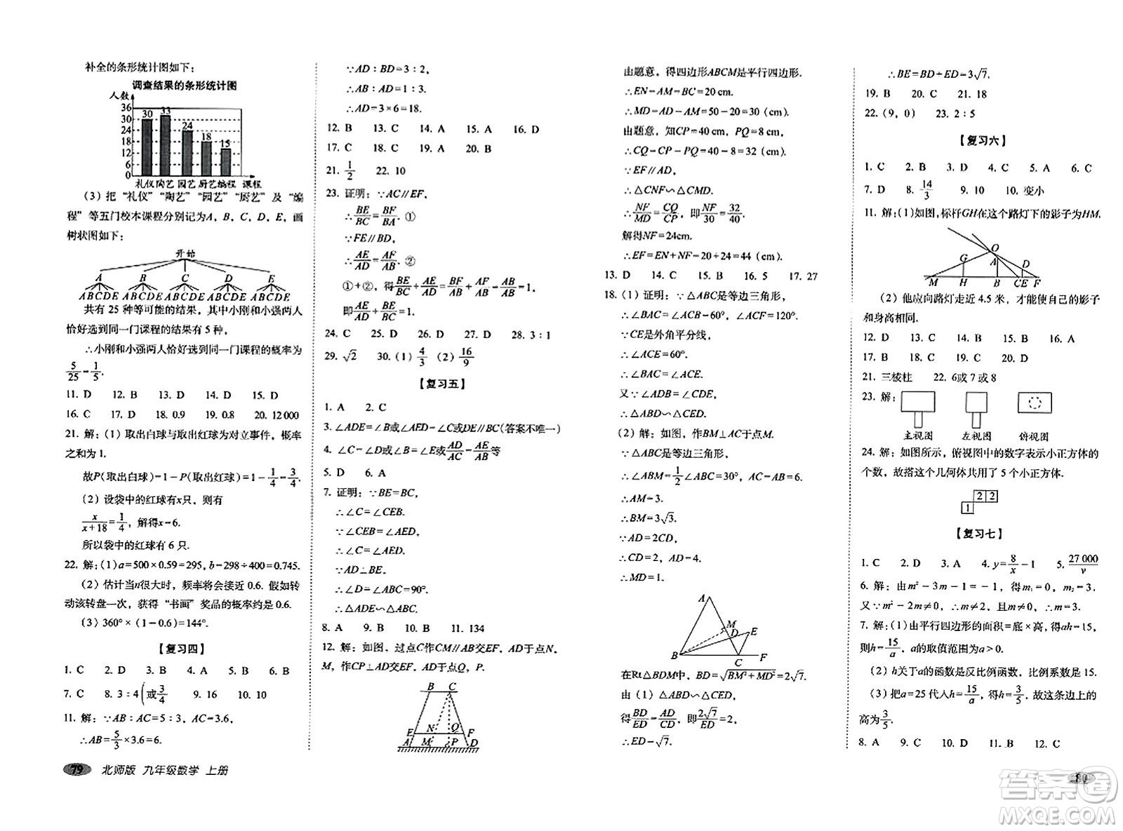 長(zhǎng)春出版社2023年秋聚能闖關(guān)100分期末復(fù)習(xí)沖刺卷九年級(jí)數(shù)學(xué)上冊(cè)北師大版答案