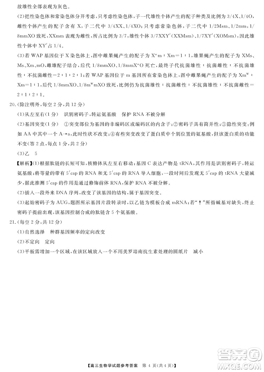 湖南天壹名校聯(lián)盟2024屆高三上學期11月質量檢測試題生物參考答案