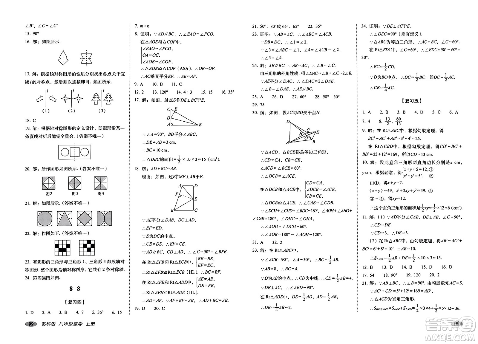 長春出版社2023年秋聚能闖關(guān)100分期末復(fù)習(xí)沖刺卷八年級(jí)數(shù)學(xué)上冊(cè)蘇科版答案