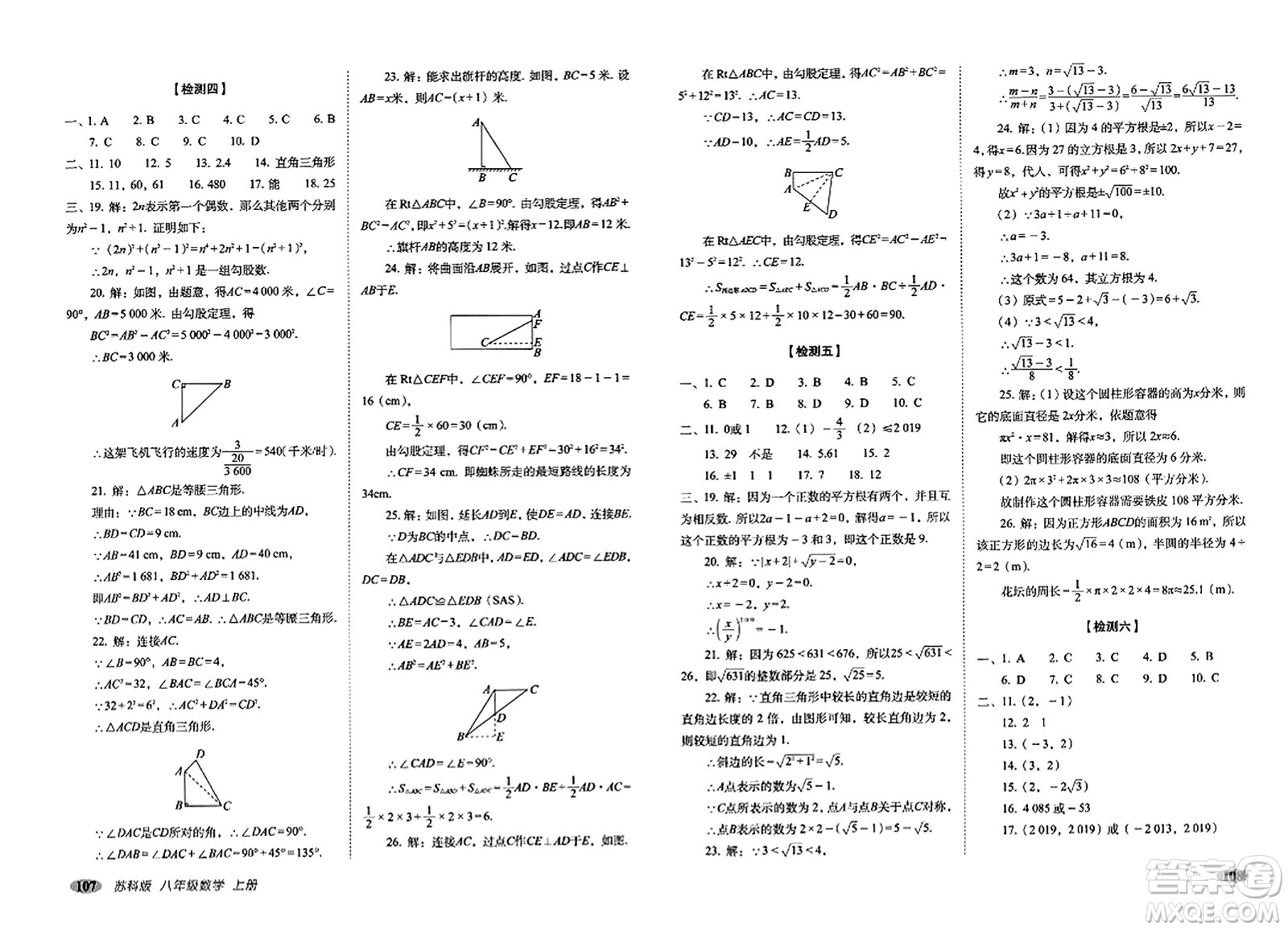 長春出版社2023年秋聚能闖關(guān)100分期末復(fù)習(xí)沖刺卷八年級(jí)數(shù)學(xué)上冊(cè)蘇科版答案