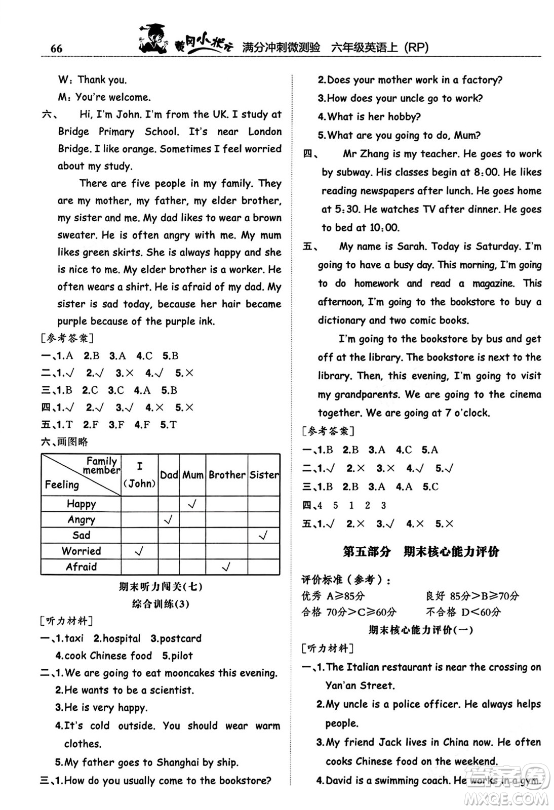 龍門(mén)書(shū)局2023年秋黃岡小狀元滿(mǎn)分沖刺微測(cè)驗(yàn)期末復(fù)習(xí)專(zhuān)用六年級(jí)英語(yǔ)上冊(cè)人教PEP版答案