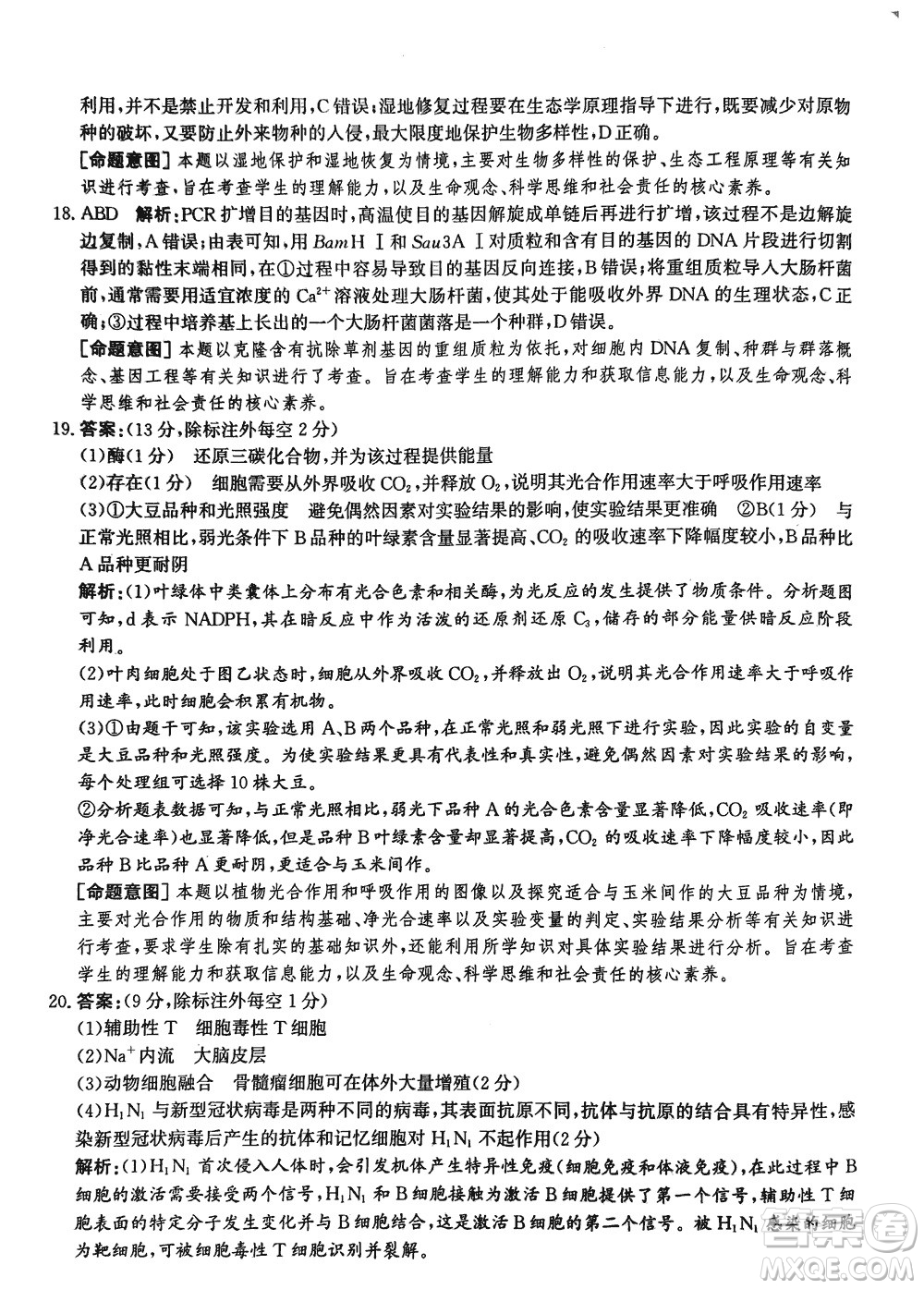 2024屆河北省部分重點高中高三上學期12月普通高考模擬試題生物參考答案