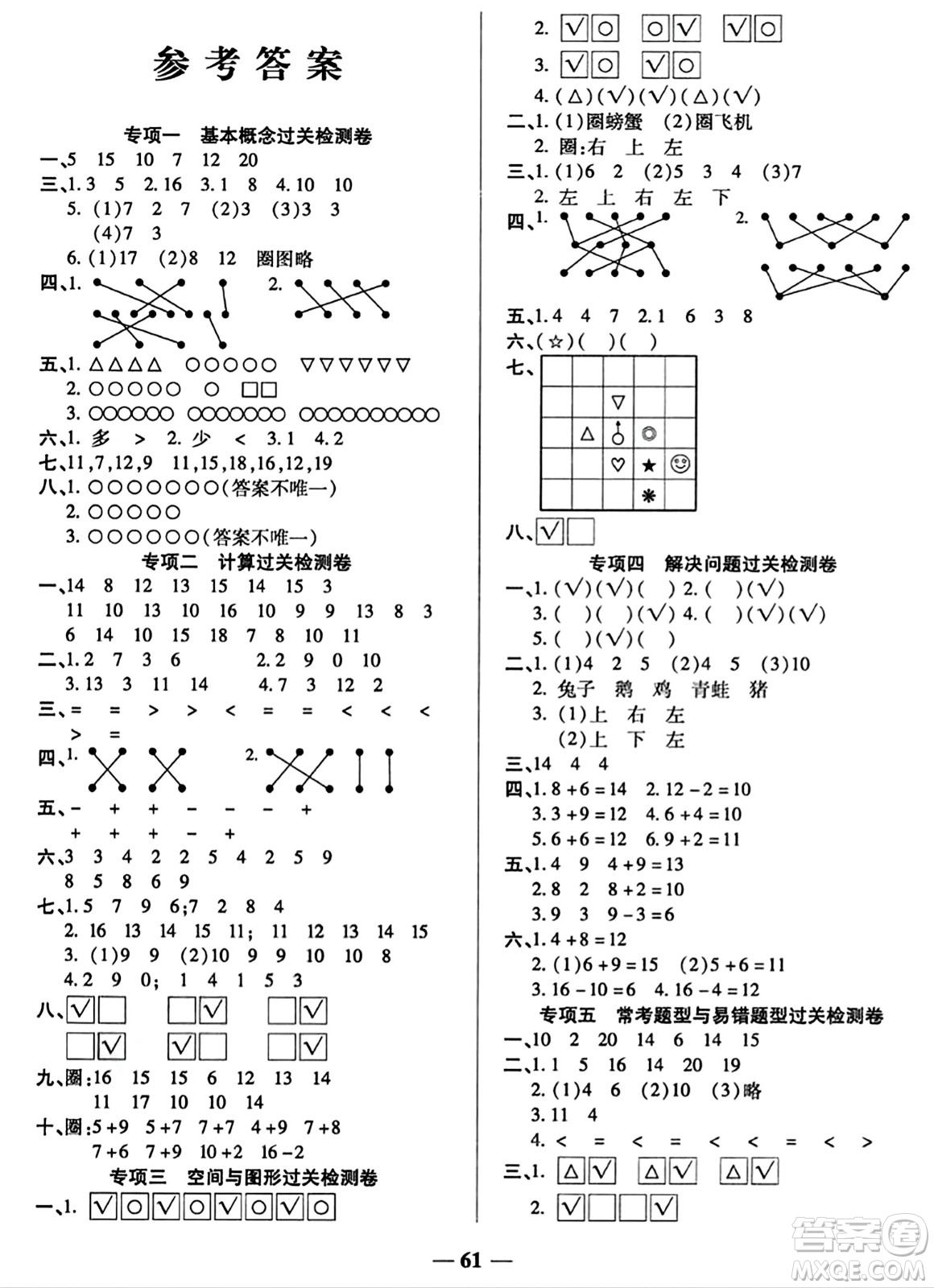 天津科學(xué)技術(shù)出版社2023年秋期末沖刺優(yōu)選卷一年級(jí)數(shù)學(xué)上冊(cè)蘇教版答案