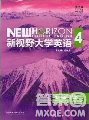 外語教學與研究出版社新視野大學英語4第三版長篇閱讀答案