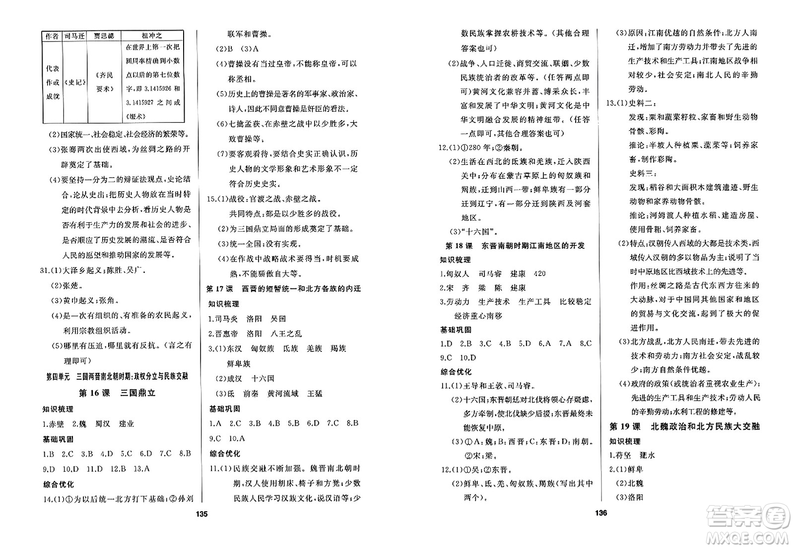 延邊人民出版社2023年秋試題優(yōu)化課堂同步七年級(jí)歷史上冊(cè)人教版答案
