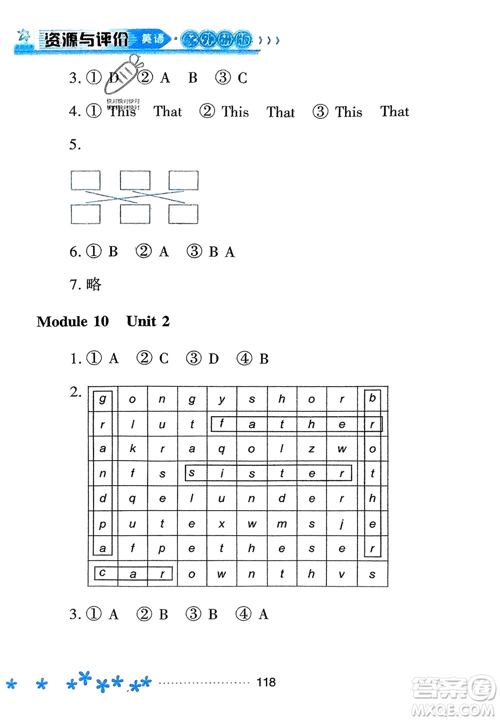 黑龍江教育出版社2023年秋資源與評價一年級英語上冊外研版參考答案
