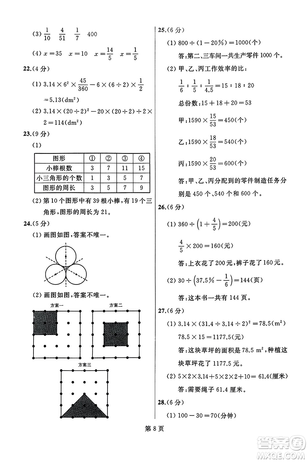 延邊人民出版社2023年秋試題優(yōu)化龍江期末六年級數(shù)學(xué)上冊人教版龍江專版答案