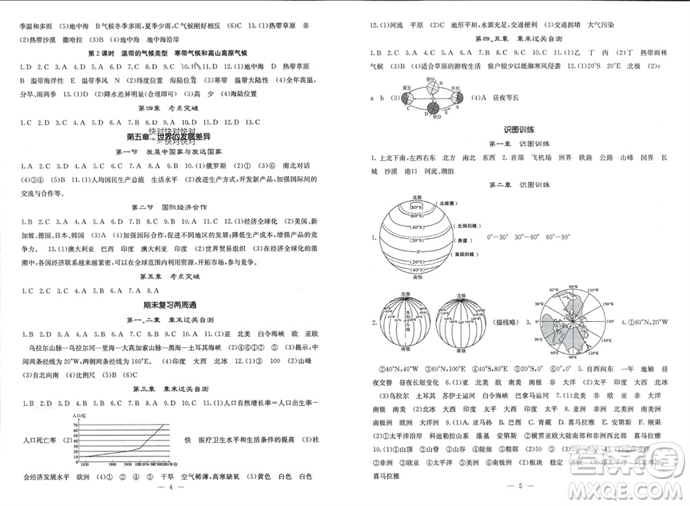 中華地圖學(xué)社2023年秋課堂點(diǎn)睛七年級地理上冊湘教版參考答案