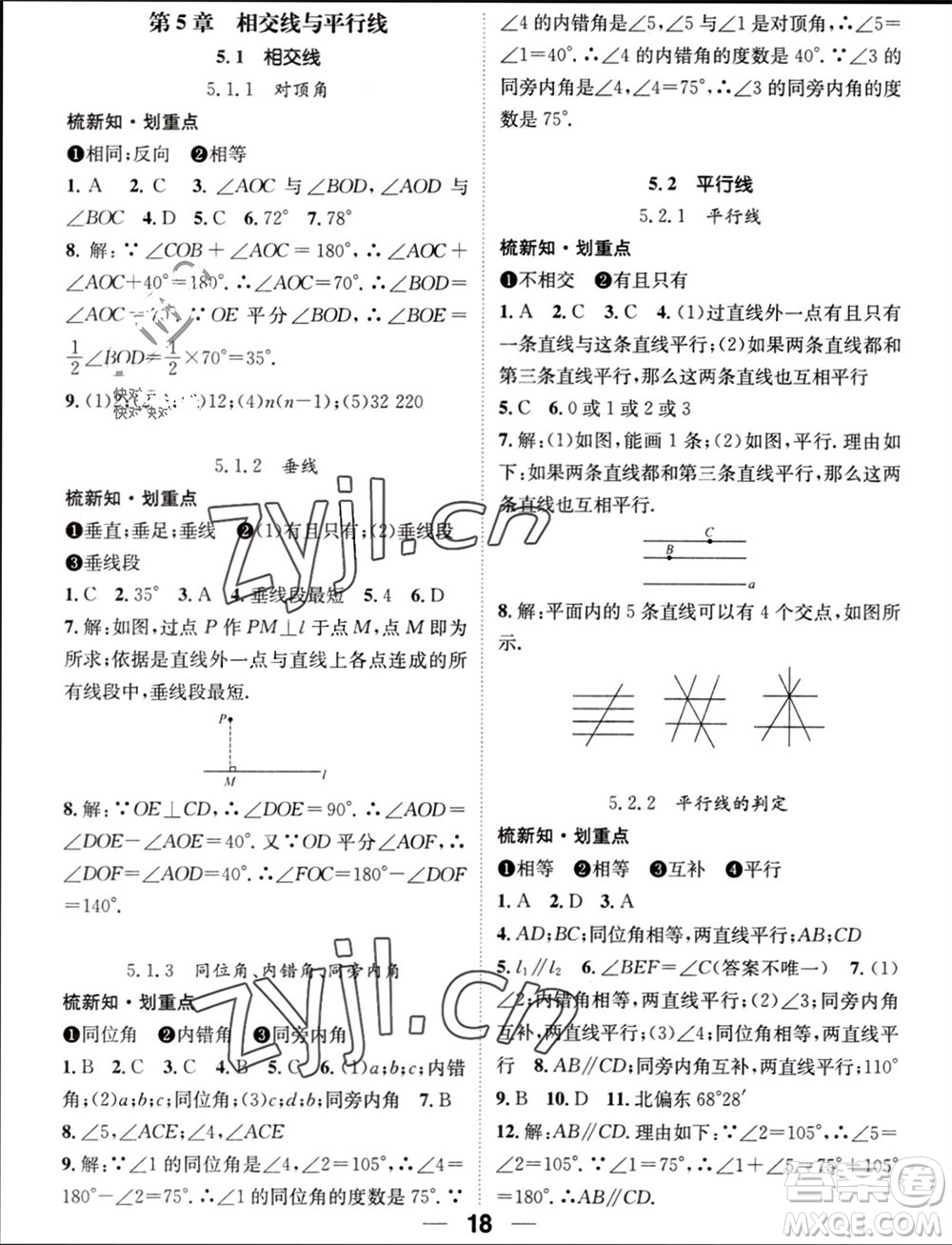江西教育出版社2023年秋精英新課堂三點(diǎn)分層作業(yè)七年級(jí)數(shù)學(xué)上冊(cè)華師版參考答案